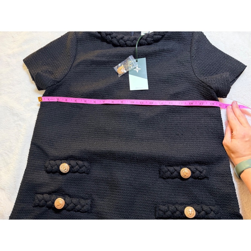 NWT Tuckernuck Black Tweed Jackie Dress Size S Shift Mini Dress 60s Inspired - Picture 9 of 10